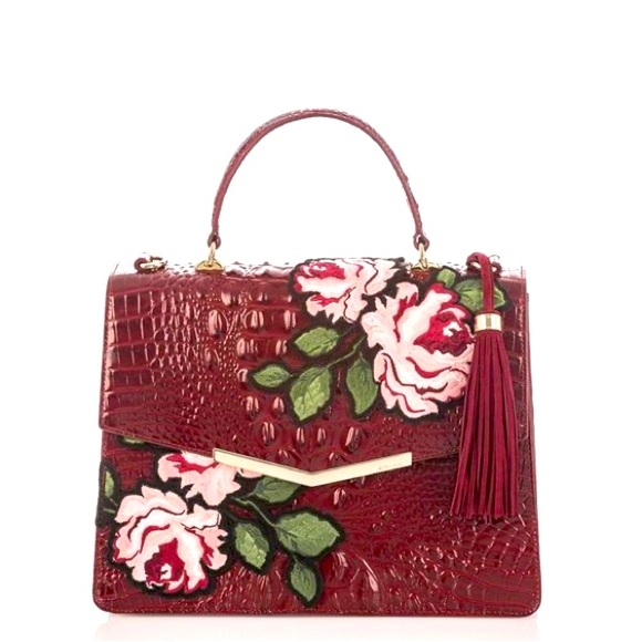 Brahmin Handbags - LIKE NEW Brahmin Gabriella - Chianti Rossini Croc Embossed & Rose Embroidery